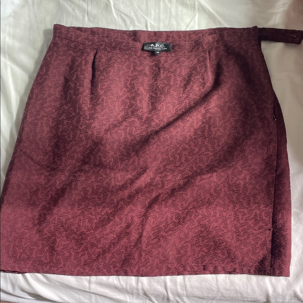 A.P.C. Burgundy Textured Mini Skirt